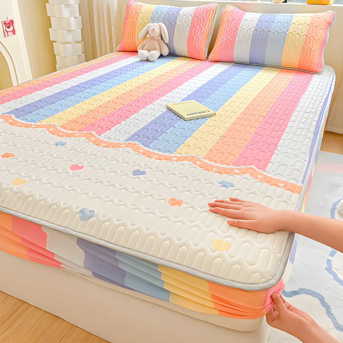 Quilted Printed Fitted Mattress Cover Set