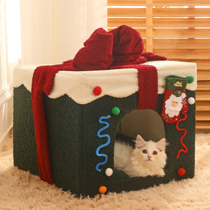 Christmas Cat House Bed