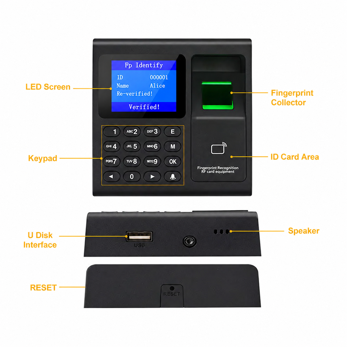 Fingerprint Keypad Access Reader with 10 Fobs