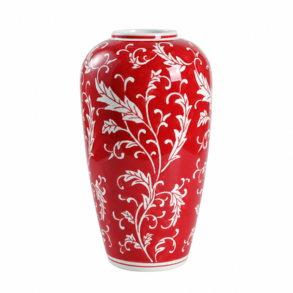 Red and White Ceramic Vases