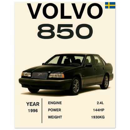 Volvo 850 Klassisk Bil Affisch – Fånga Tidens Elegans med Premium Konsttryck