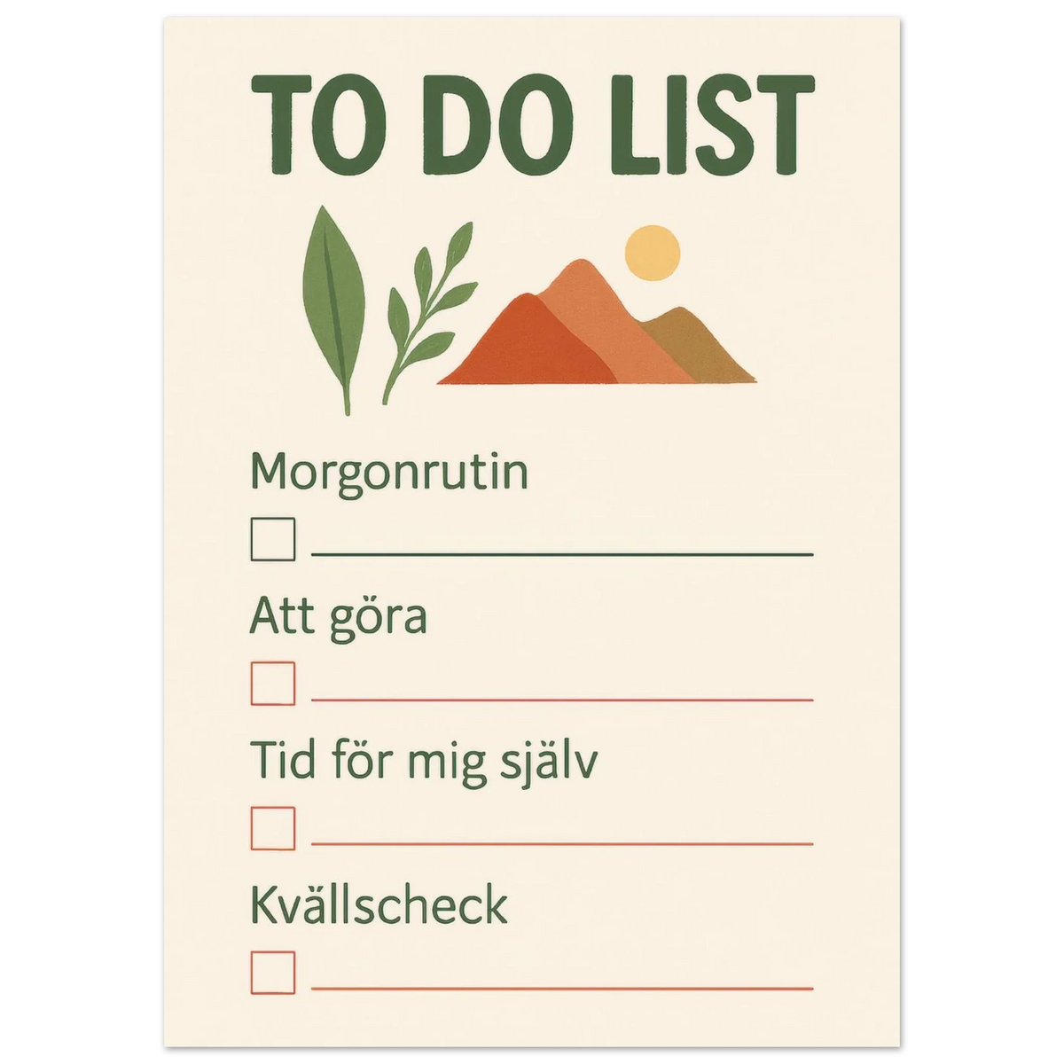 Minimalistisk Att Göra-Lista Poster – Fånga Dagen med Naturinspirerad Konst