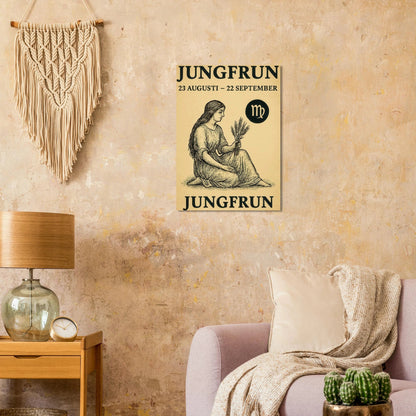 Vintage Virgo Zodiac Art Print – Jungfrun Swedish Astrology Poster with Classic Style