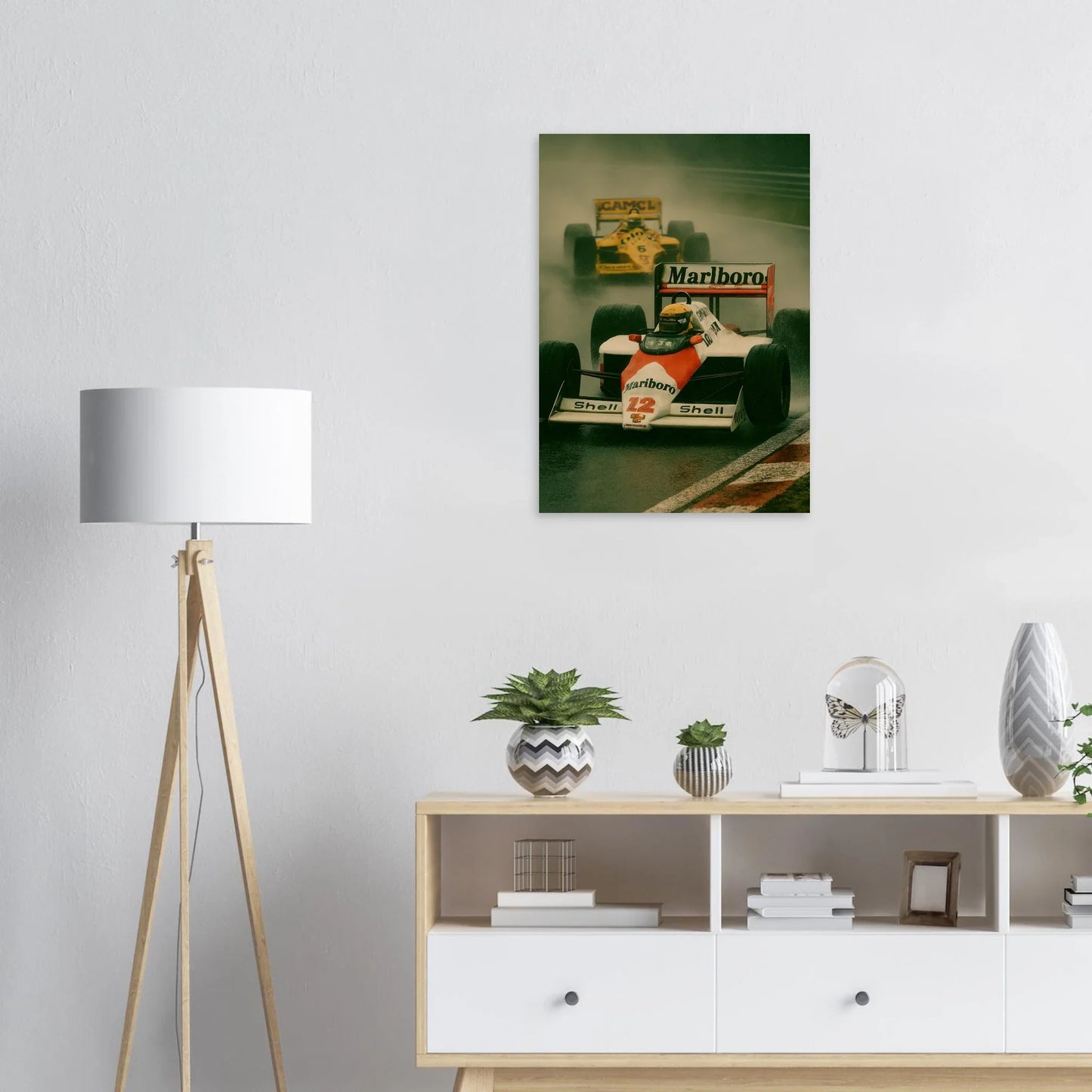 Racing Legacy: F1 Classic Poster – Dynamic Wet Race Art Print in Vibrant Detail