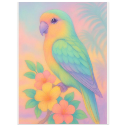 Pastel Paradise Parrot Wall Art – "Djur" – Dreamy Tropical Print for Home Décor