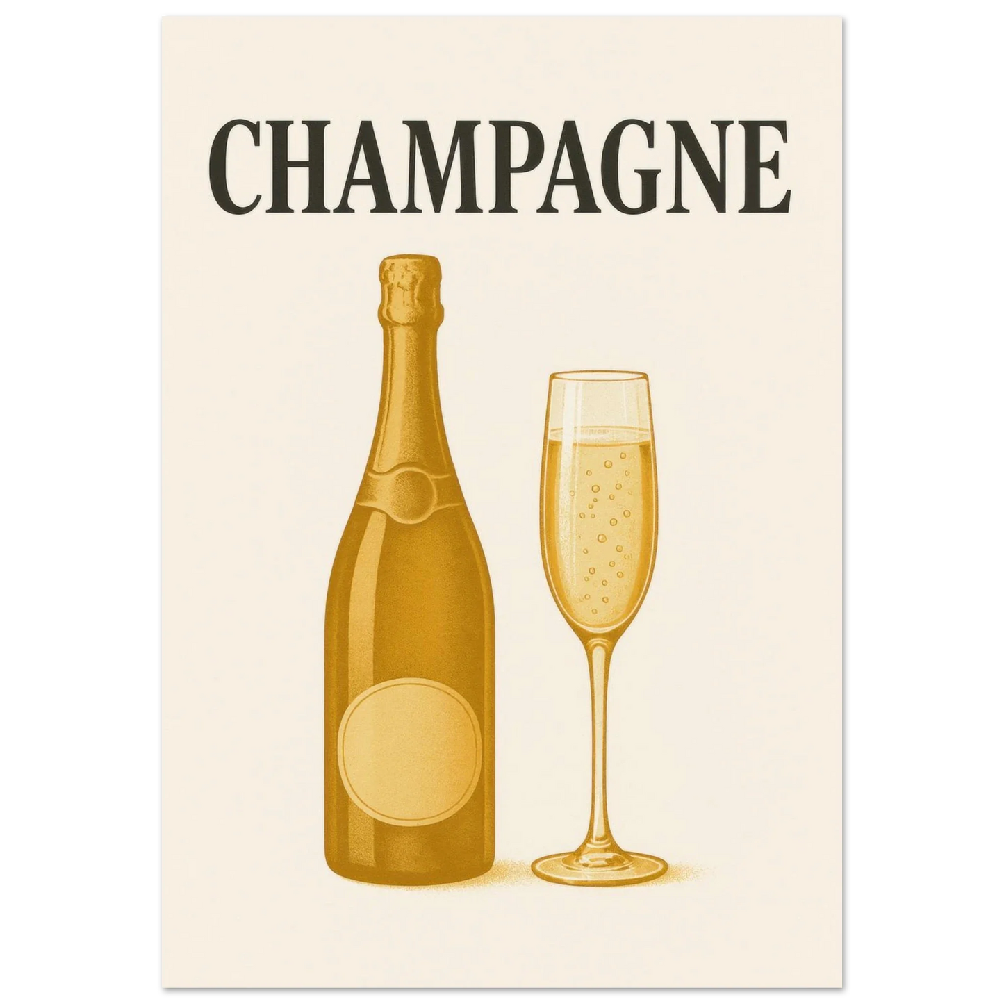 Vintage Champagne Celebration Poster - Elegant Art Print for Your Home Bar or Kitchen