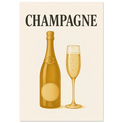 Vintage Champagne Celebration Poster - Elegant Art Print for Your Home Bar or Kitchen