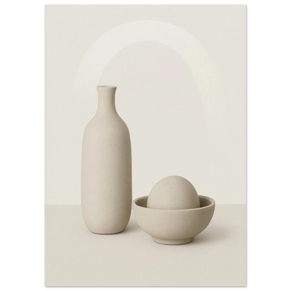Minimalist Ceramic Forms Poster - Subtle Earth Tones | Modern Aesthetic Wall Art in 29 Sizes