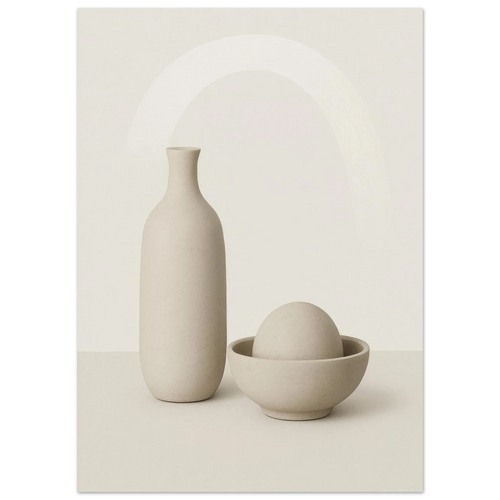 Minimalist Ceramic Forms Poster - Subtle Earth Tones | Modern Aesthetic Wall Art in 29 Sizes