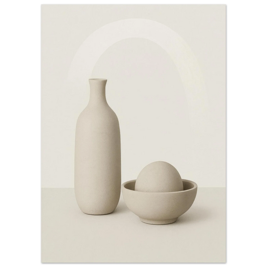 Minimalist Ceramic Forms Poster - Subtle Earth Tones | Modern Aesthetic Wall Art in 29 Sizes