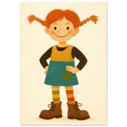 Pippi Långstrump Klassisk Poster – Livfull Konst för Barnrummet