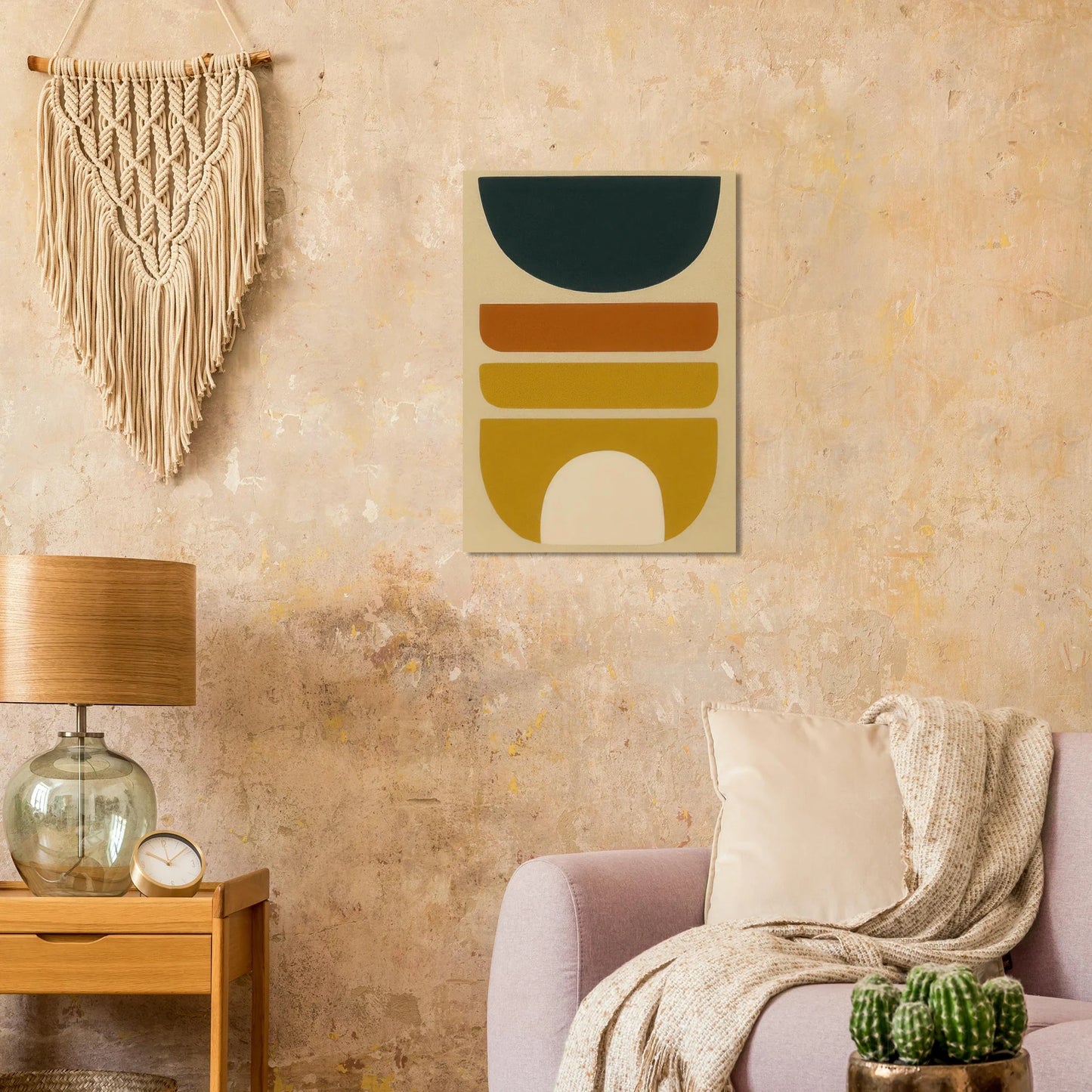 Abstrakt Minimalist Earth Tones Art Print – Modern Geometric Wall Decor for a Serene Home