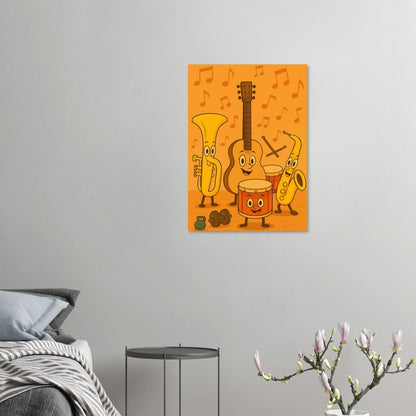 Melodiösa Vänner: Lekfull Poster med Musikinstrument för Barnrummet i Olika Storlekar