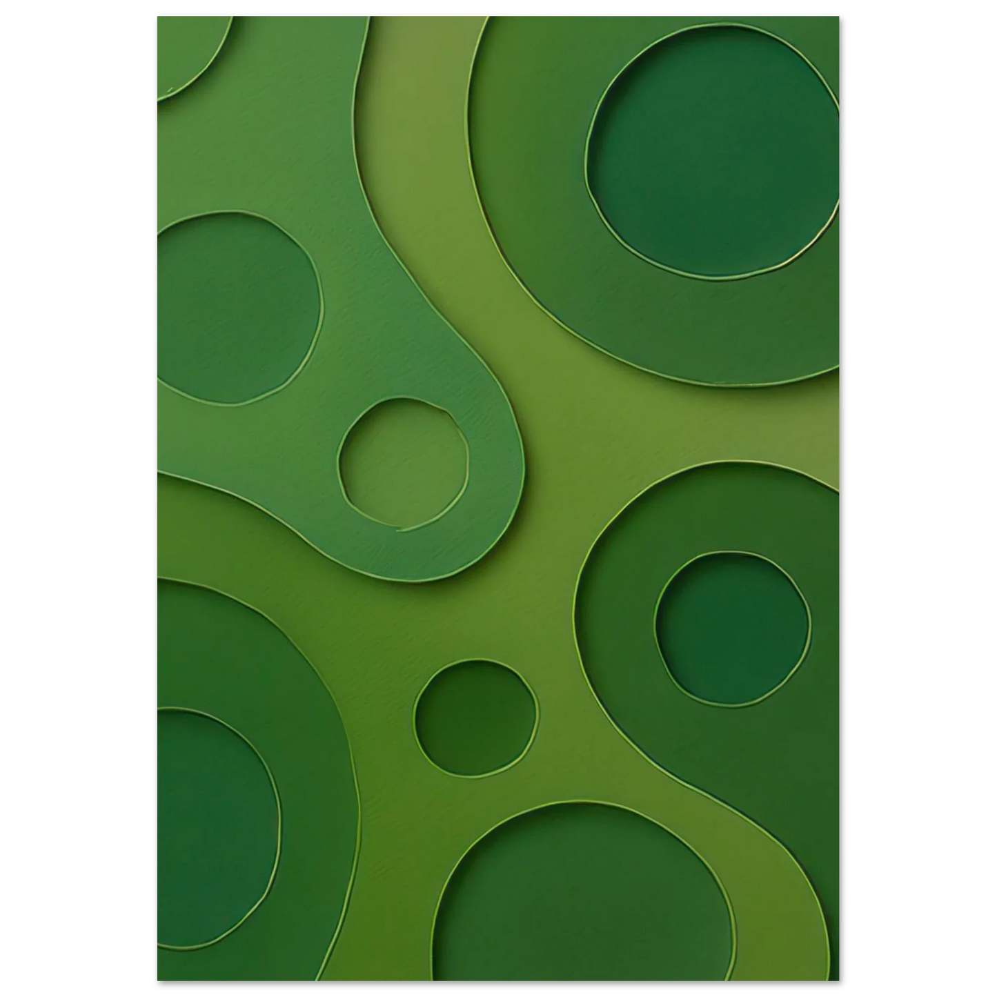 Abstract Organic Green Shapes Art Print | Minimalist Layered Nature-Inspired Wall Art in Various Sizes