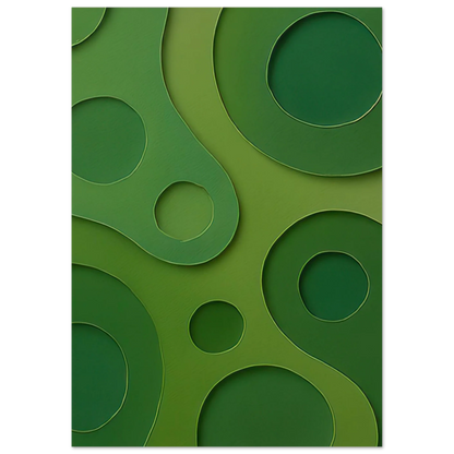Abstract Organic Green Shapes Art Print | Minimalist Layered Nature-Inspired Wall Art in Various Sizes