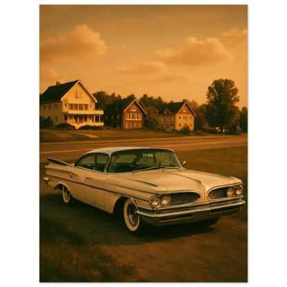 Retro Sunset Drive Poster - Vintage Car Art Print in Warm Sepia Tones, Available in 29 Sizes