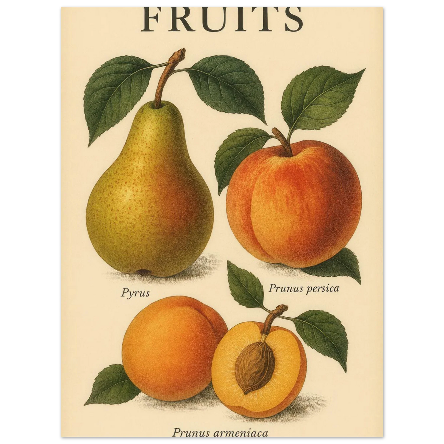 Frukter – Botanisk Vintage Frukt Illustration Poster – Klassisk Konsttryck i Flera Storlekar
