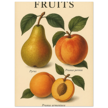 Frukter – Botanisk Vintage Frukt Illustration Poster – Klassisk Konsttryck i Flera Storlekar