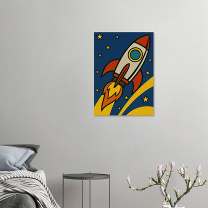 Retro Pop Art Rocket Launch Poster – Cosmic Adventure Print for Kids & Adults in Multiple Sizes