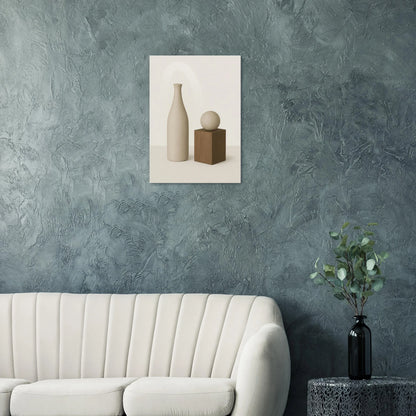 Minimalist Abstract Beige & Wood Poster - Serene Earth Tones Art Print