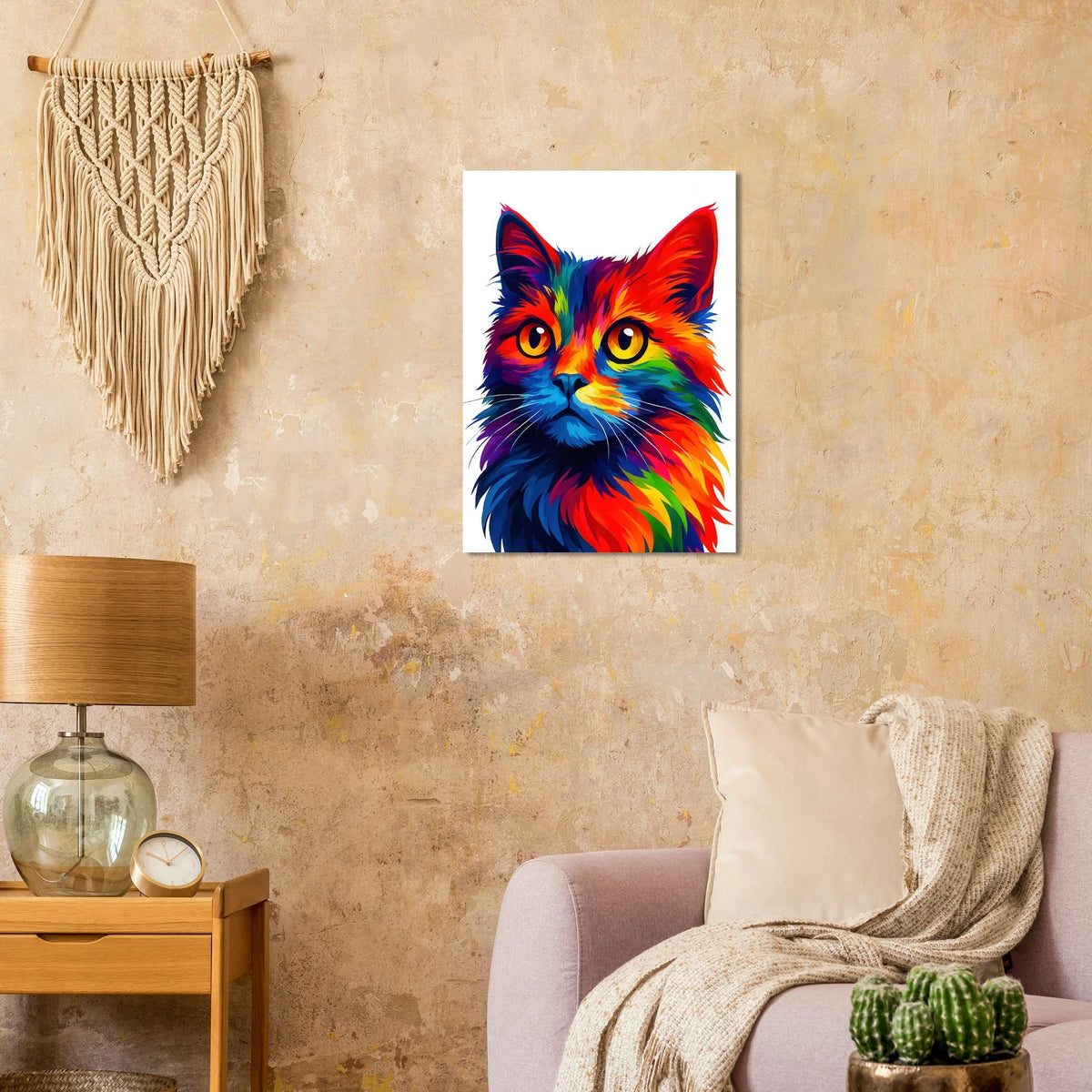 Färgexplosion Katt Konsttryck - Djur | Levande Pop Art Inspiration för Ditt Hem
