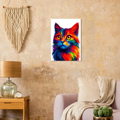 Färgexplosion Katt Konsttryck - Djur | Levande Pop Art Inspiration för Ditt Hem