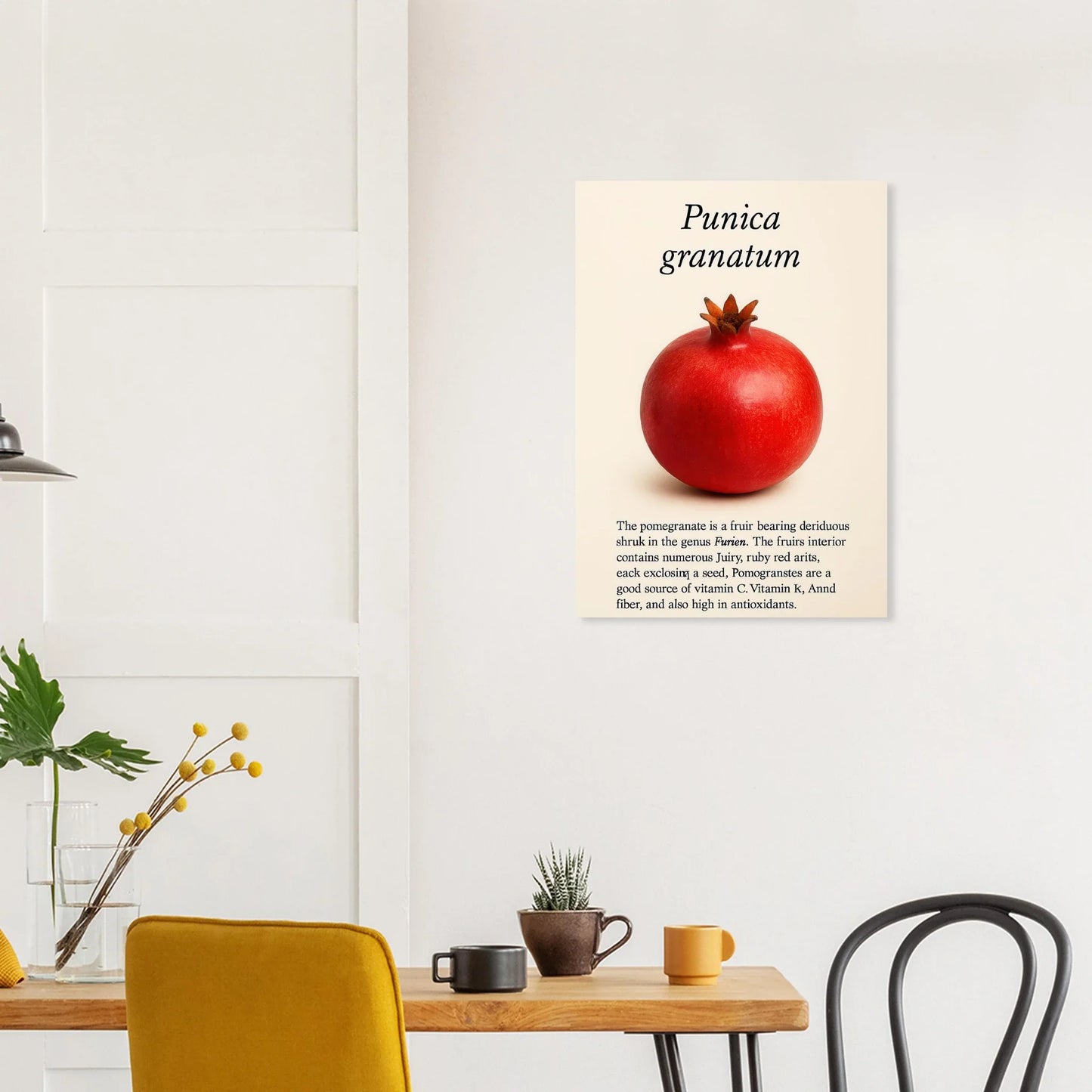 Frukter - Vibrant Pomegranate Botanical Print Poster, Available in Multiple Sizes