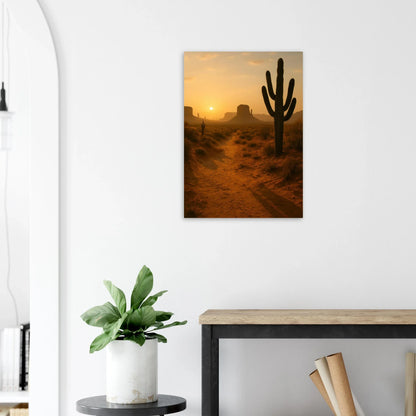 Desert Sunset Majesty: Vibrant Saguaro & Butte Landscape Poster in Multiple Sizes