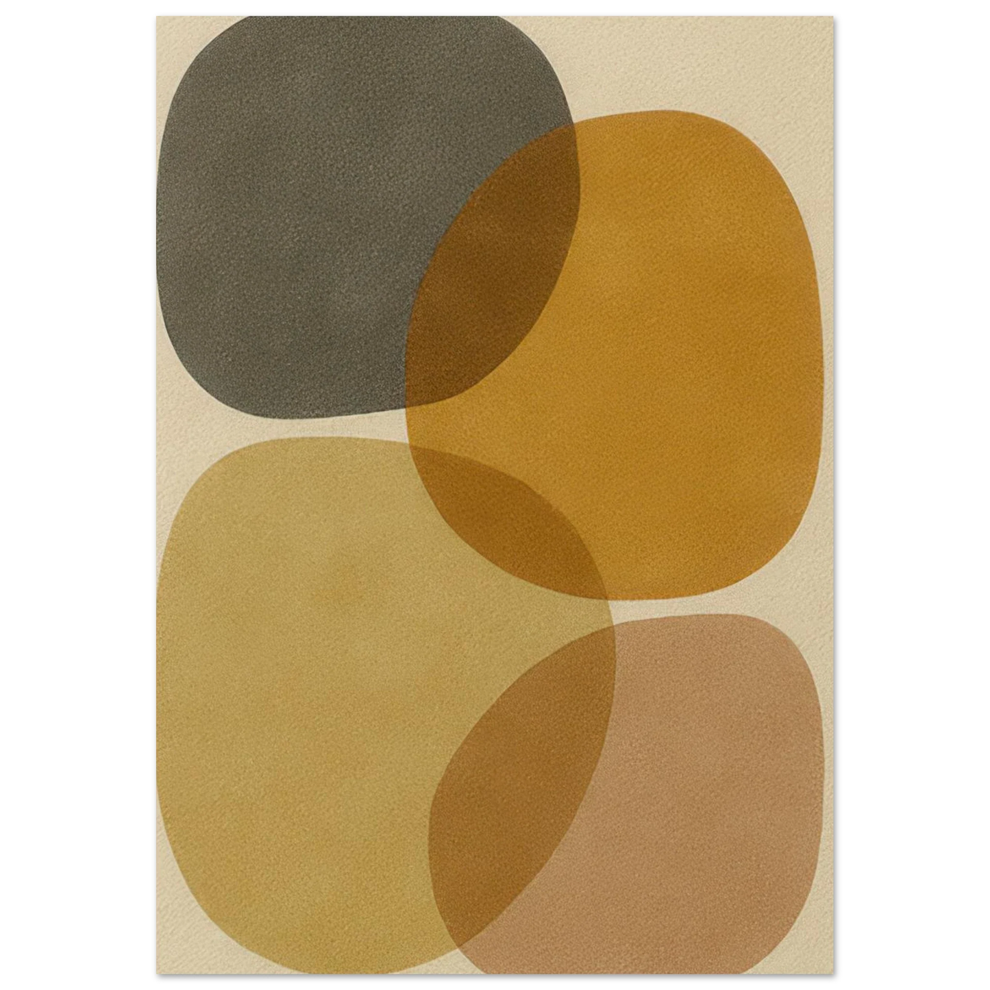 Abstrakt Jordnära Minimalistisk Konsttryck - Modern Geometri i Varma Nyanser