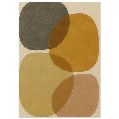 Abstrakt Jordnära Minimalistisk Konsttryck - Modern Geometri i Varma Nyanser
