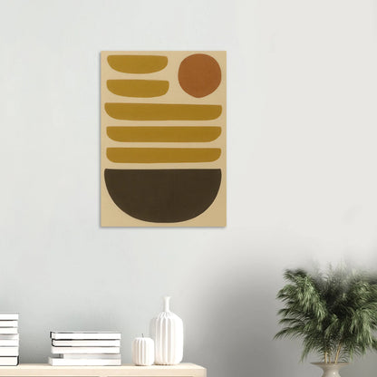 Minimalistisk Solnedgång Abstrakt Konsttryck – Jordnära Toner, Premium Halvblank Poster i Flera Storlekar