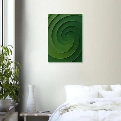 Abstrakt Grön Virvel Konsttryck / Minimalistisk Väggkonst i Olika Storlekar
