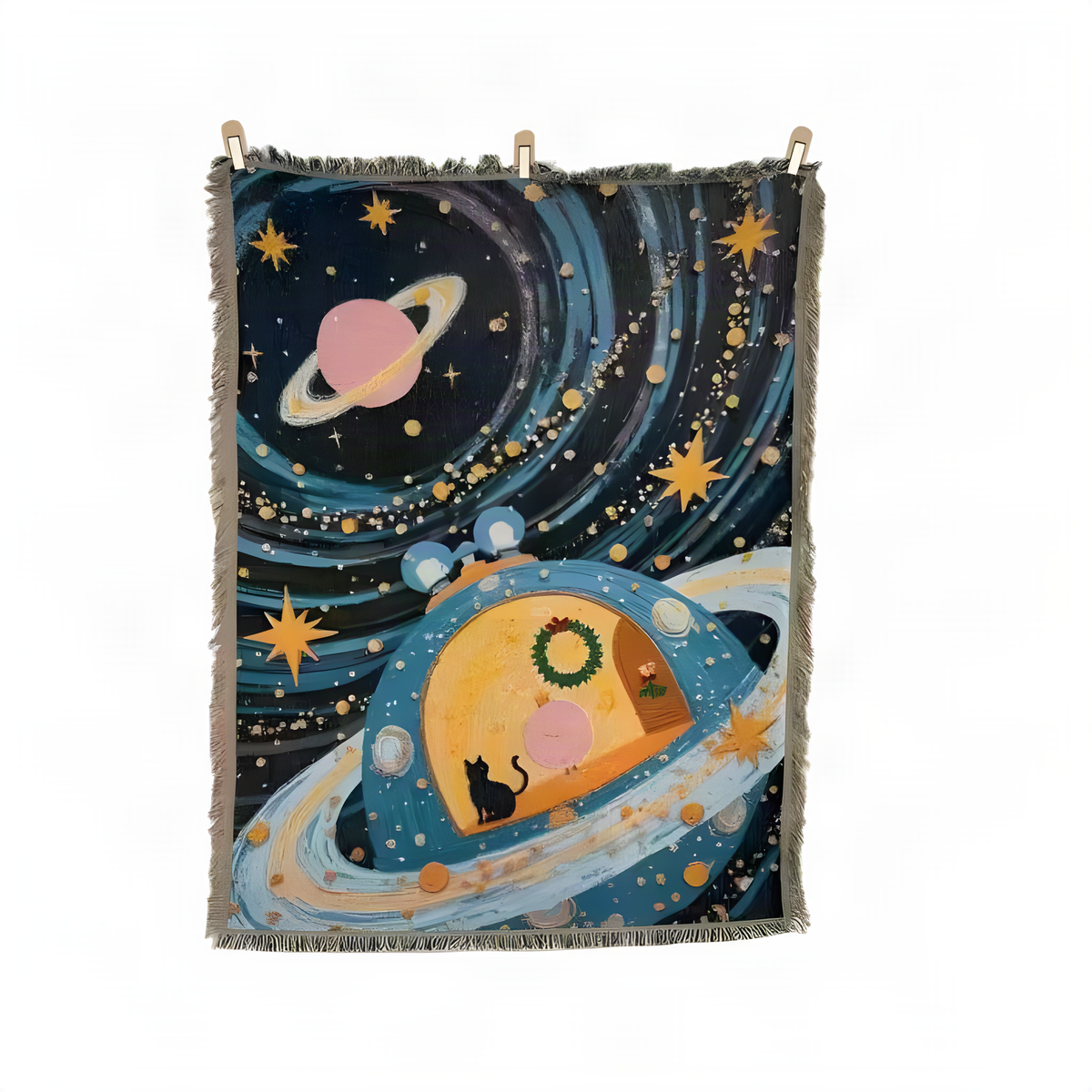 Illustrated Woven Throw Blanket