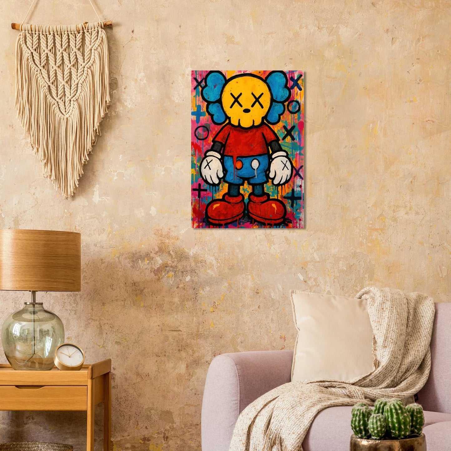 Pop Art Poster - Mickey Mouse Inspired Character with Skull Face Design