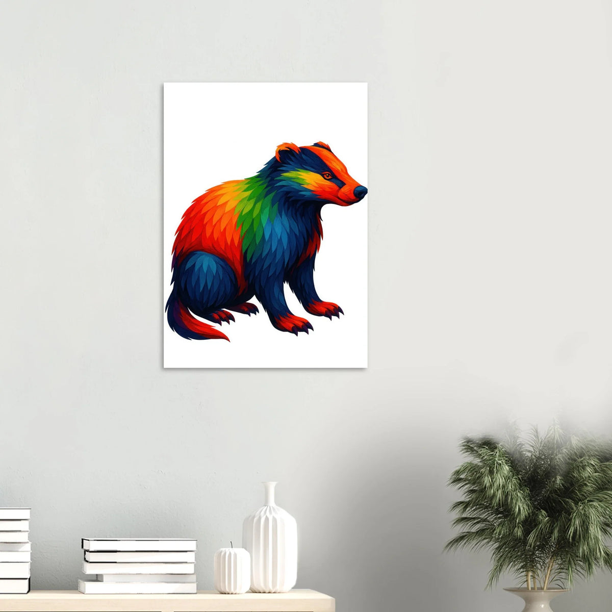 Djur: Levande Grävling Konsttryck – Färgsprakande & Djärv Väggkonst