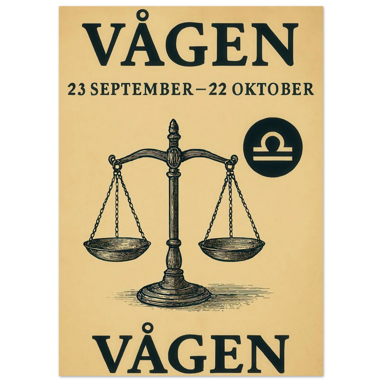 Retro Vågen Stjärntecken Konsttryck – Elegant Vintage Zodiac Poster