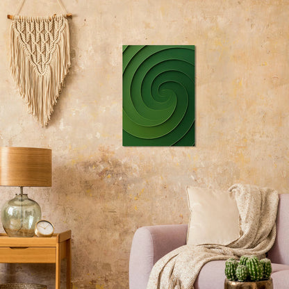 Abstrakt Grön Virvel Konsttryck / Minimalistisk Väggkonst i Olika Storlekar