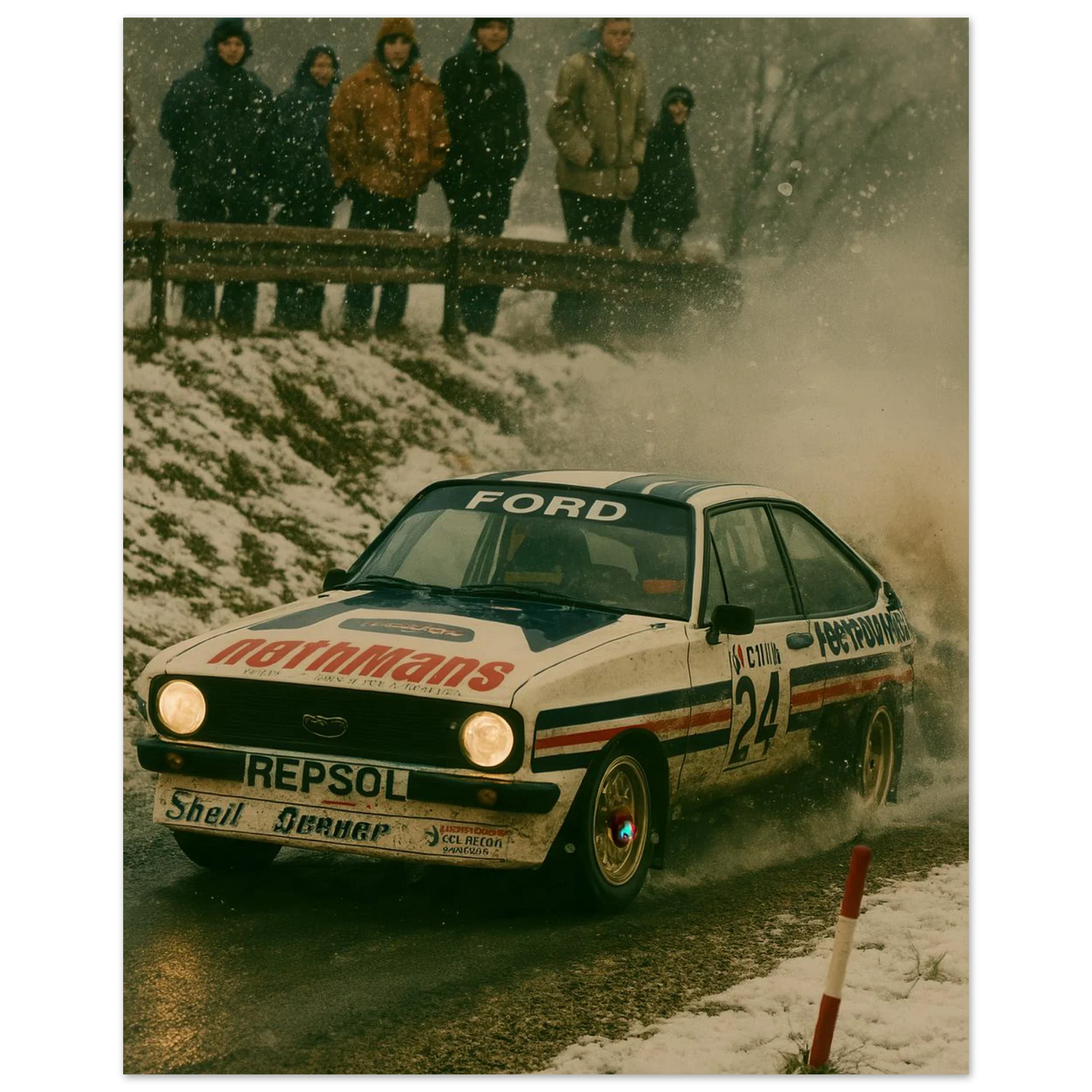 Bilar: Episk Rallyaction – Klassisk Vintage Bilkonst i Flera Storlekar