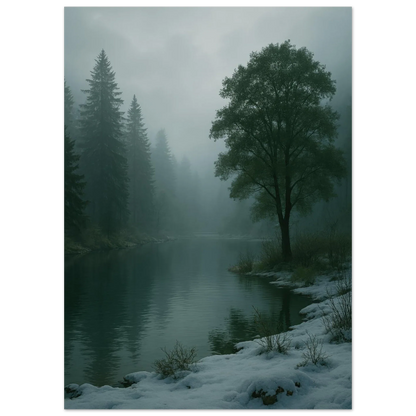 Mystical Winter Lake Landscape Premium Poster