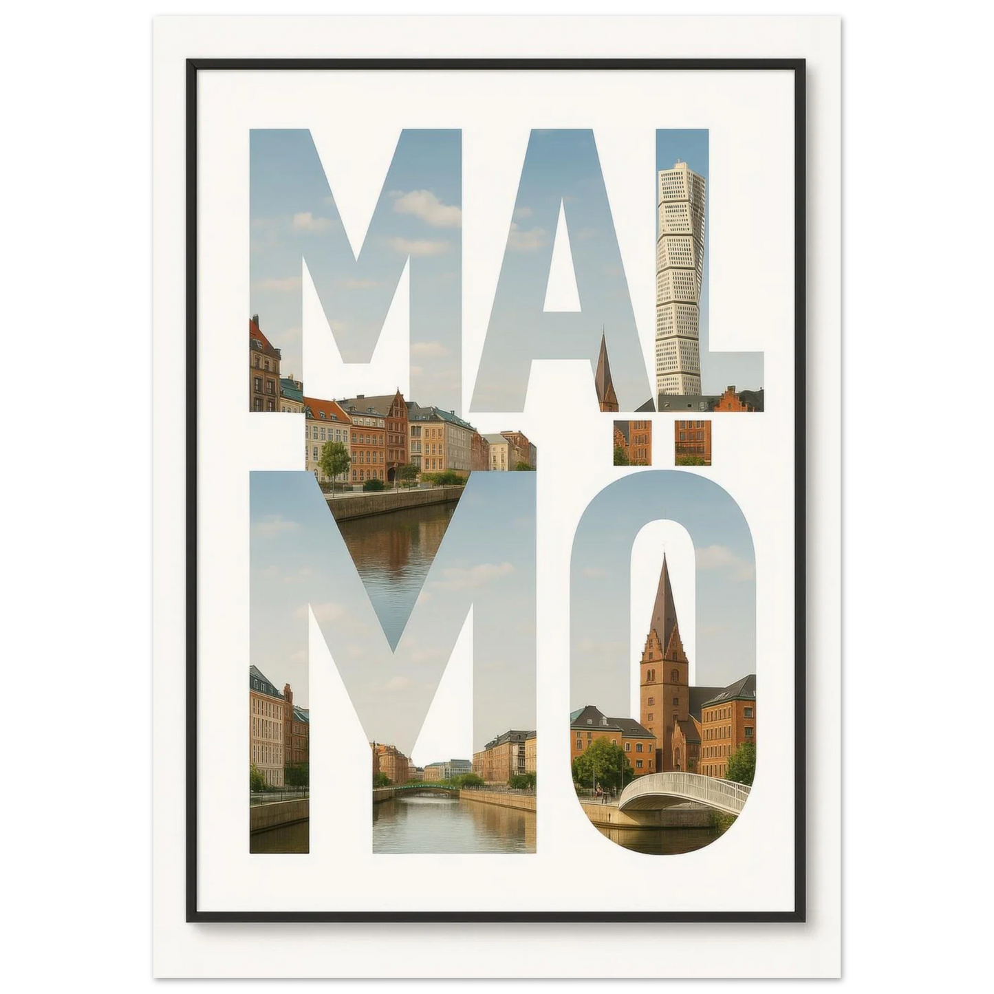 Malmö Cityscape Art Poster - Iconic Landmarks & Urban Charm Print