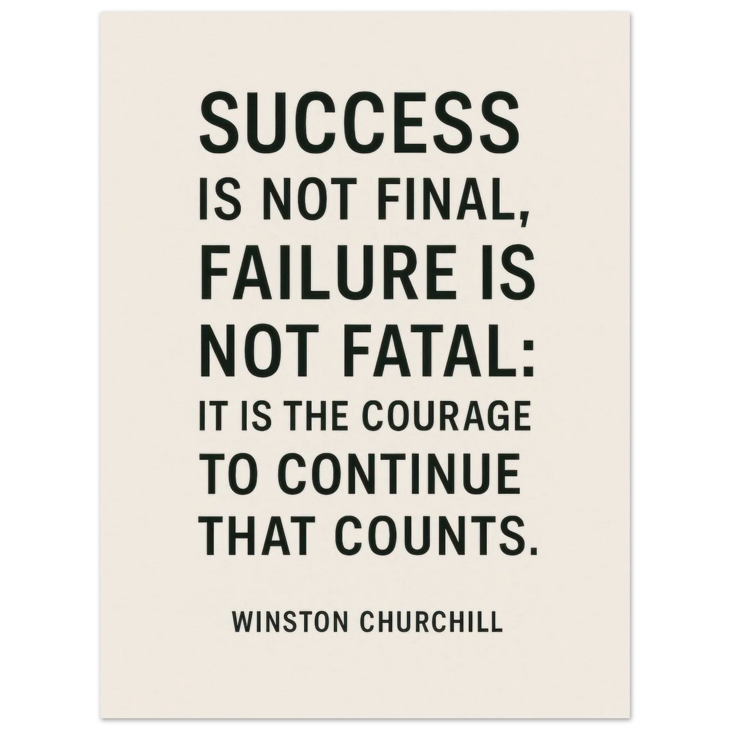 Winston Churchill 'Courage to Continue' Motivational Quote Poster in various sizes
