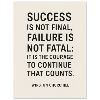 Winston Churchill 'Courage to Continue' Motivational Quote Poster in various sizes