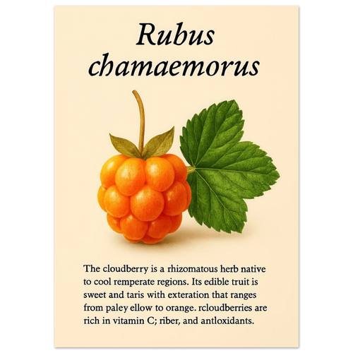 Rubus Chamaemorus Cloudberry Botanical Print - Vibrant Orange Fruit Wall Art Poster in Multiple Sizes