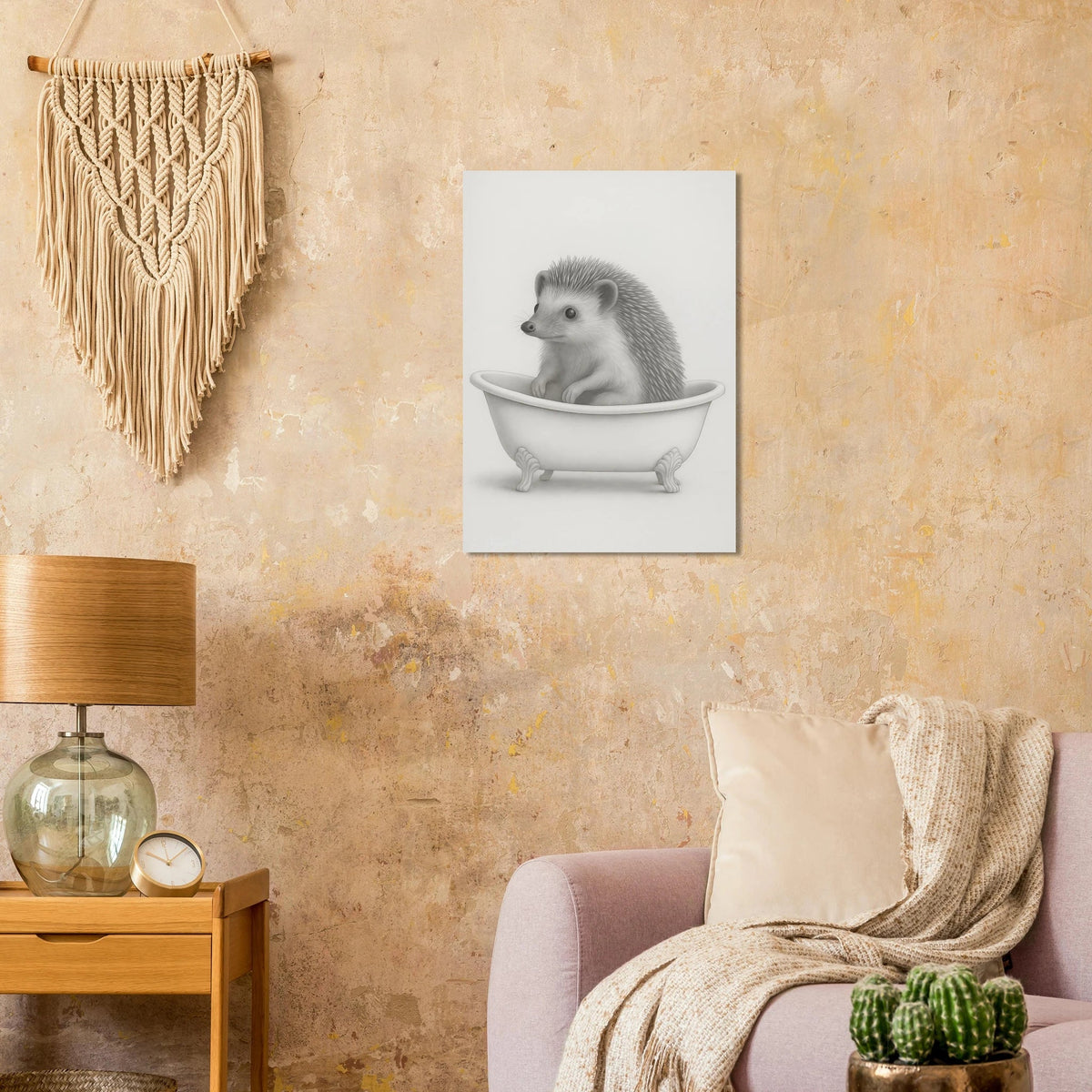 Charmig Igolkott i Badkar - Konstnärlig Skiss Poster i Flera Storlekar