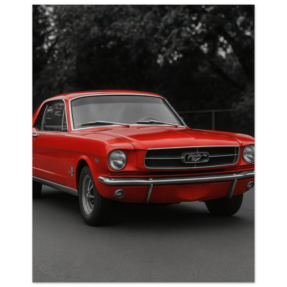 Klassisk Röd Mustang Poster - Tidlös Bilkonst för Entusiasten