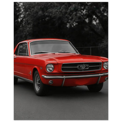 Klassisk Röd Mustang Poster - Tidlös Bilkonst för Entusiasten