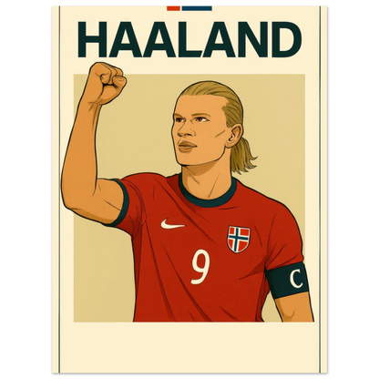 Fotbollshjälte Haaland Konsttryck - Modern Sportikon Poster i Flera Storlekar