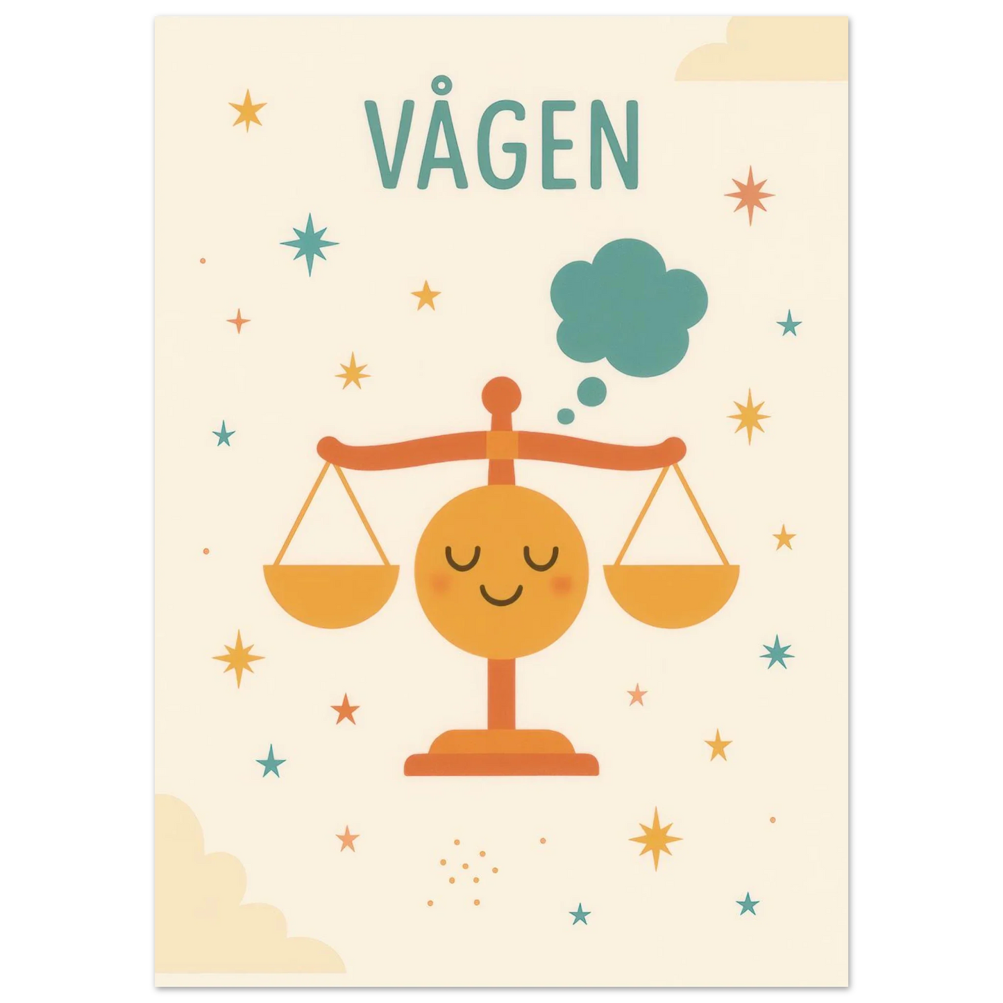 Vågen Zodiac Art Print – Balanserad Design i Mjuk Pastell – Finns i Flera Storlekar