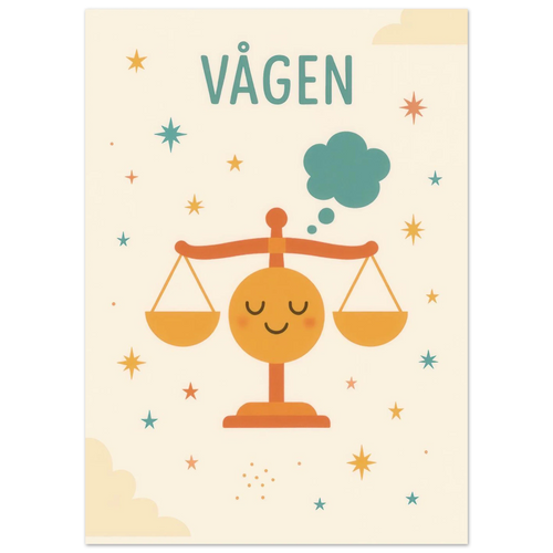Vågen Zodiac Art Print – Balanserad Design i Mjuk Pastell – Finns i Flera Storlekar