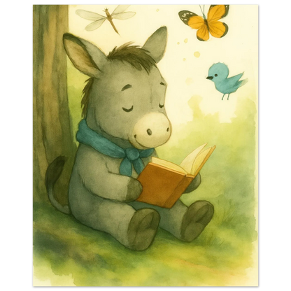 Little Donkey's Quiet Corner: Enchanting Storytime Art Print
